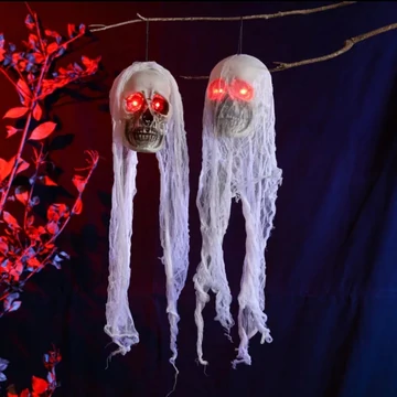 Koponya világító szemű  halloween dekoráció 
