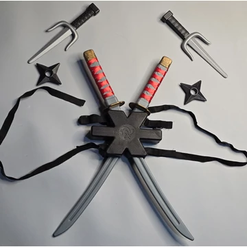 Ninja fegyverzet  két  kard  tartóval,két dobó  csillag ,két tőr  