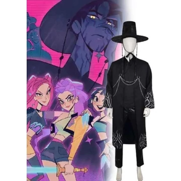 K-POP stílusú sötét varázsló / démonvadász jelmez fiúknak – kalappal