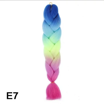 Kanekalon fonható póthaj – E7 színátmenetes (sötétkék-világoskék-zöld-rózsaszín-pink)