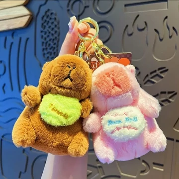 Felhúzható mozgó szárnyú Capybara kulcstartó – barna / rózsaszín