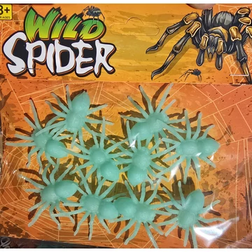 Halloween fluoreszkáló mini műpók – 12 db-os szett