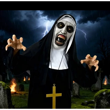 The Nun rémisztő apáca jelmez + horror maszk (kereszttel)