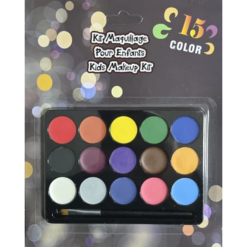 Gyerek Smink Szett – 15 Színű Krémes Arcfesték Paletta Ecsettel