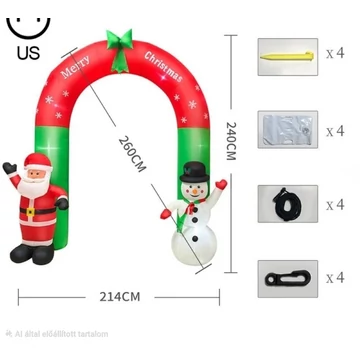 Óriás Felfújható Karácsonyi Kapu – Mikulás és Hóember LED Dekoráció Óriás Felfújható Karácsonyi Kapu – Mikulás és Hóember LED Dekoráció