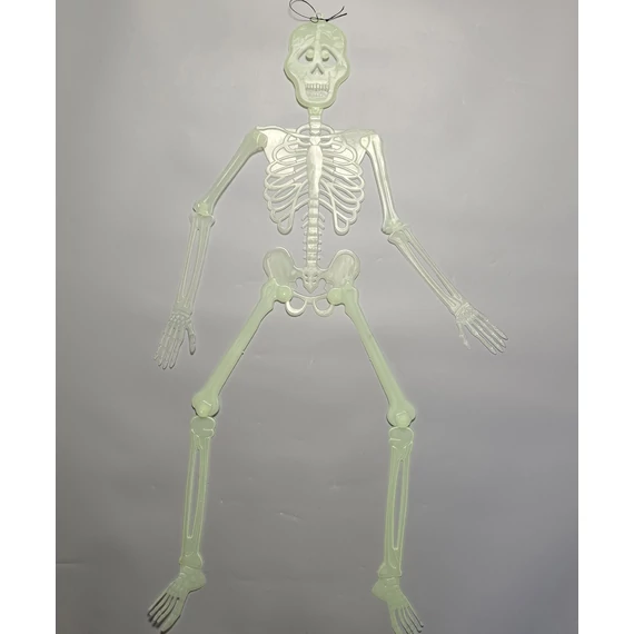 Világító csontváz dekoráció – foszforeszkáló, függeszthető Halloween dísz