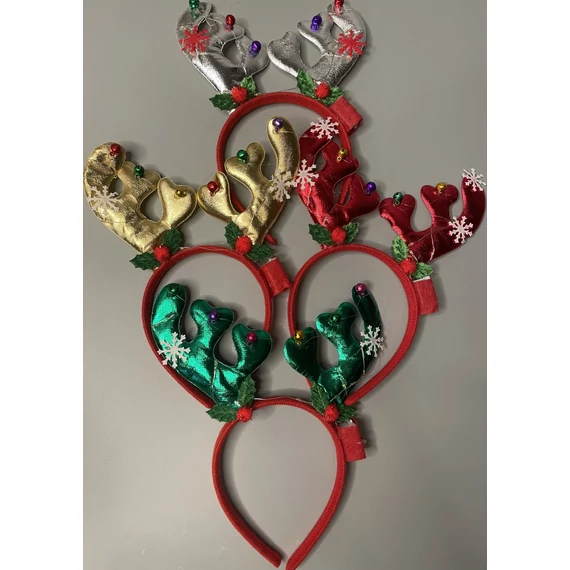 Rénszarvas metálszínű fejpánt led világítással