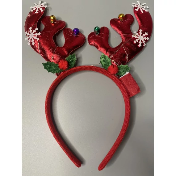 Rénszarvas metálszínű fejpánt led világítással