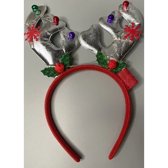 Rénszarvas metálszínű fejpánt led világítással