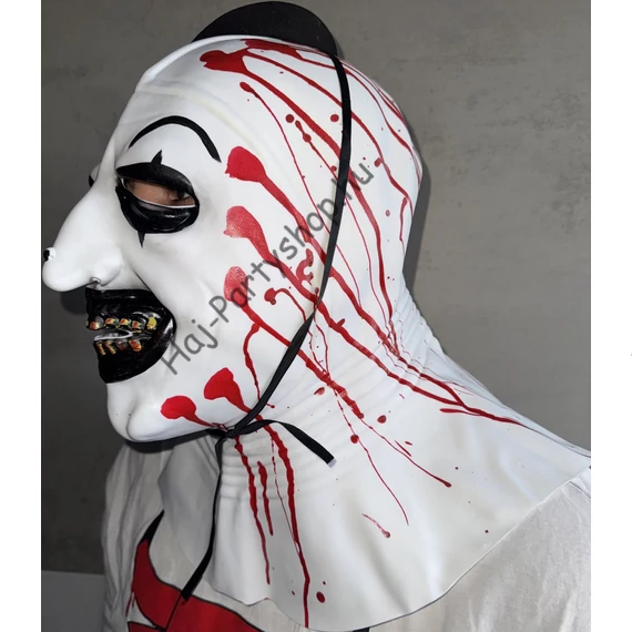 Terrifier – Art the Clown latex horror maszk véres részletekkel és kalappal