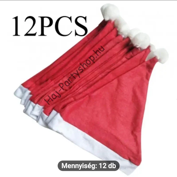 Mikulás Sapka Szett – 12 db-os Karácsonyi Sapka Csoportos Rendezvényekhez
