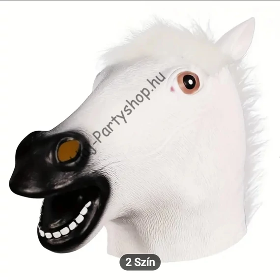 Vicces Fehér Lófej Maszk – Realisztikus Gumimaszk Farsangra és Partyra