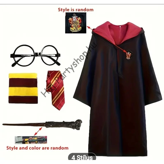 Harry Potter jelmez szett – köpeny, varázspálca, sál, nyakkendő és szemüveg (4 stílus)