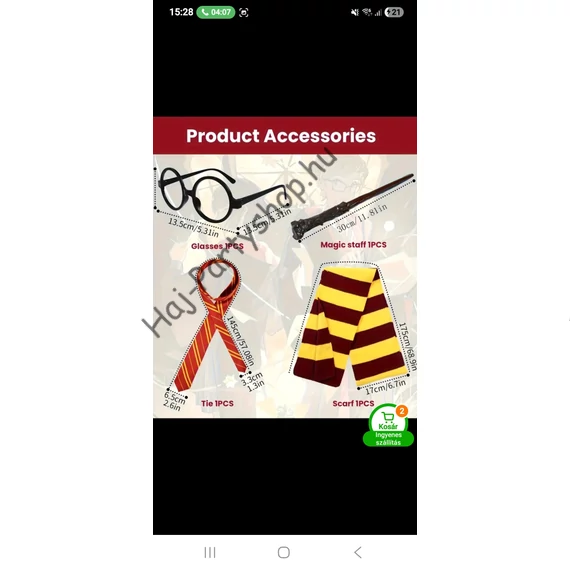 Harry Potter jelmez szett – köpeny, varázspálca, sál, nyakkendő és szemüveg (4 stílus)