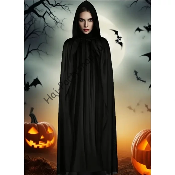 Fekete  Köpeny Kapucnival – Gyerek és Felnőtt Méretben 