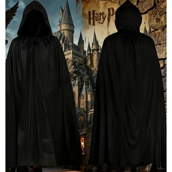 Fekete  Köpeny Kapucnival – Gyerek és Felnőtt Méretben 