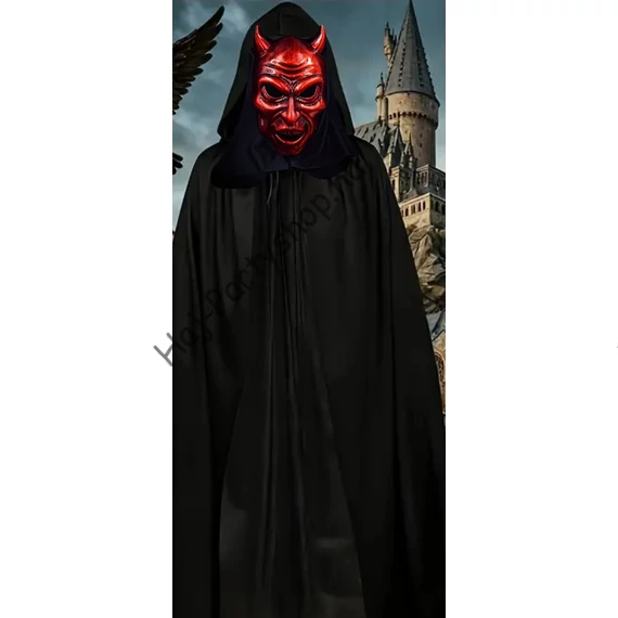 Krampusz jelmez szett – fekete kapucnis lepel + ördög maszk