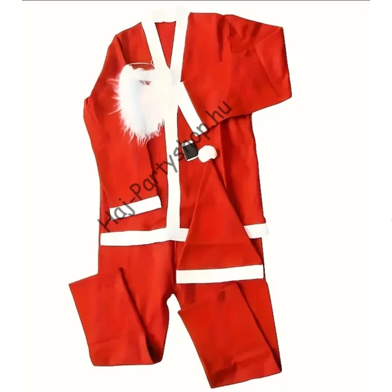 Mikulás jelmez szett ajándékzsákkal + dús paróka és szakáll