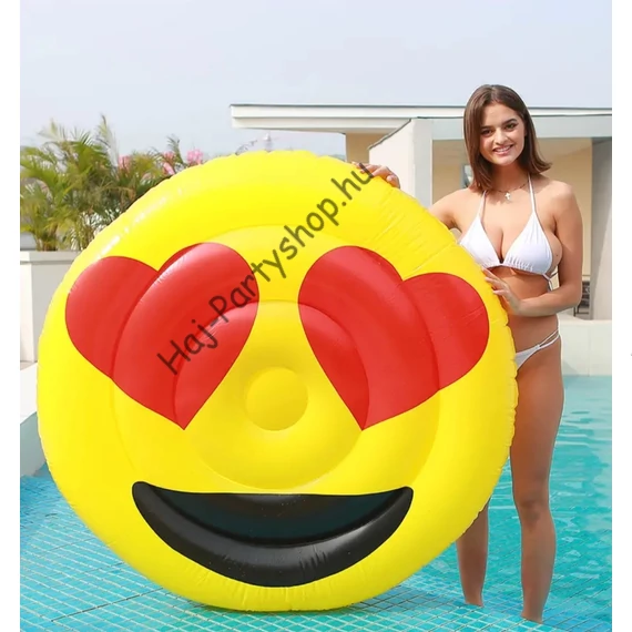 Óriási Emoji Ülőmatrac – Vidám felfújható karikás matrac nyárra (150 cm