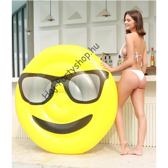 Óriási Emoji Ülőmatrac – Vidám felfújható karikás matrac nyárra (150 cm