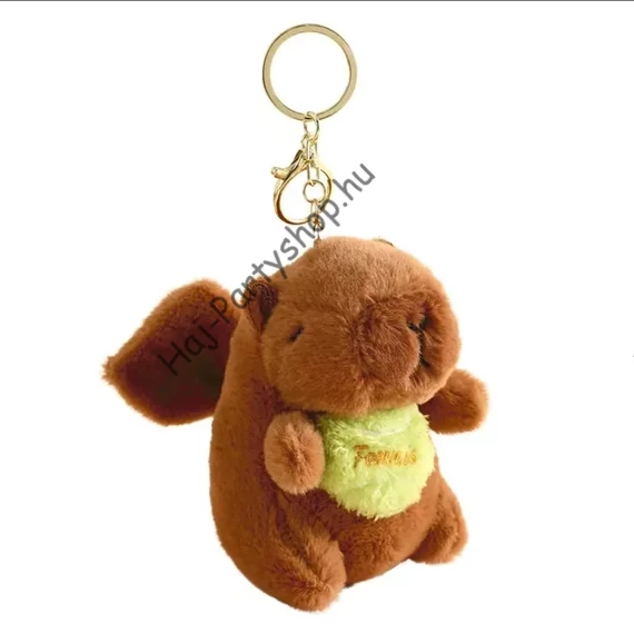 Felhúzható mozgó szárnyú Capybara kulcstartó – barna / rózsaszín