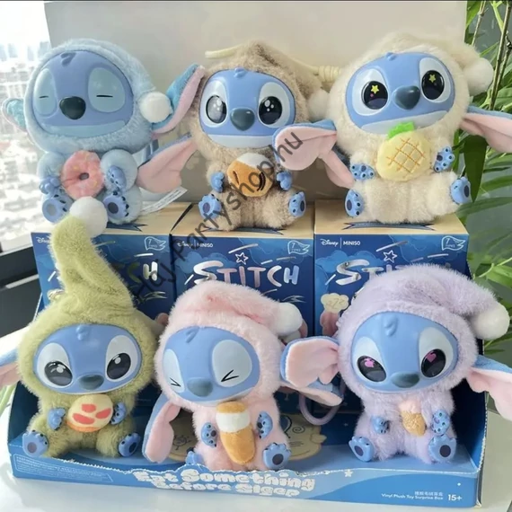 Stitch stílusú plüssfigura meglepetésdoboz – 6 db-os akciós csomag