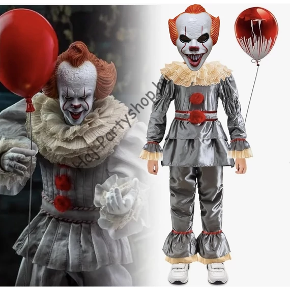 Pennywise bohóc jelmez + álarc – gyerek méret (L/XL) – Halloween jelmez