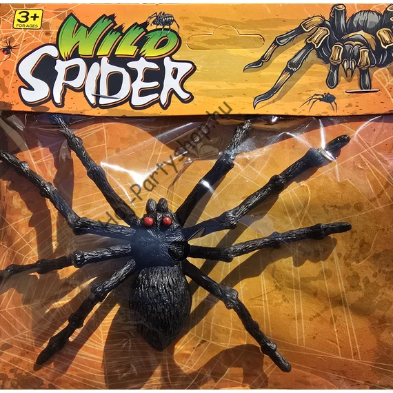 Halloween műpók dekoráció – fekete, piros szemekkel