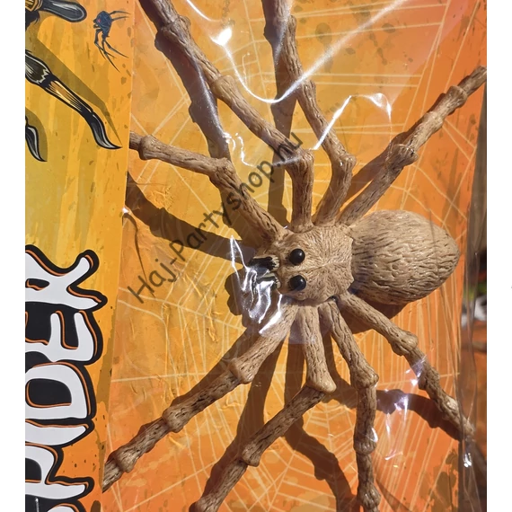 Halloween műpók dekoráció – barna, fekete szemekkel