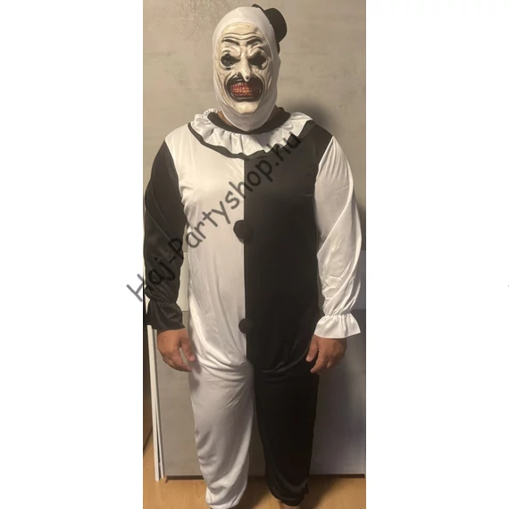 Terrifier bohóc jelmez maszkos – fekete-fehér horror jelmez 