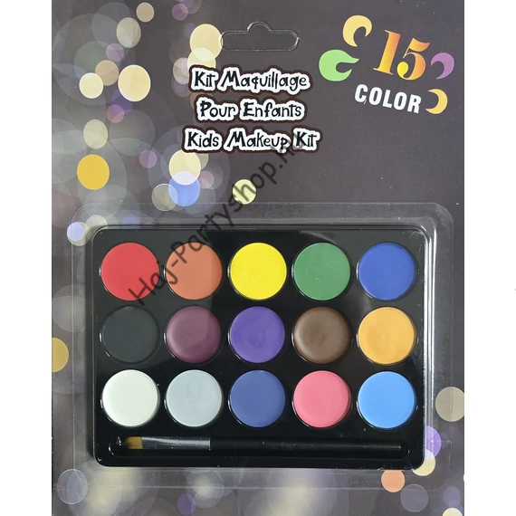 Gyerek Smink Szett – 15 Színű Krémes Arcfesték Paletta Ecsettel