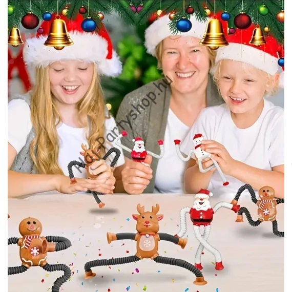 Flexibilis Karácsonyi Figura Szett – Tapadókorongos, Mozgatható Játék/Dekoráció