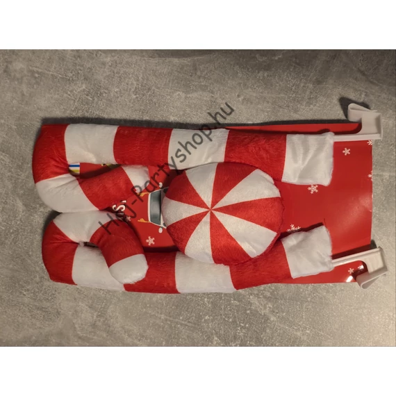 Cukorpálcás Autódísz Szett – 2 db plüss cukorpálca + Cukorka Orr (Autóra, SUV-ra, Motorra)