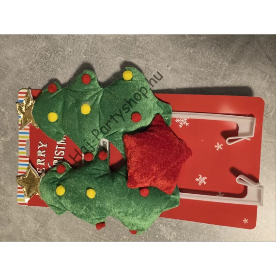 Karácsonyfa Autódísz Szett – 2 db plüss fa + Piros Csillag Orr (Autóra, SUV-ra, Motorra) 