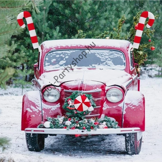 Cukorpálcás Autódísz Szett – 2 db plüss cukorpálca + Cukorka Orr (Autóra, SUV-ra, Motorra)