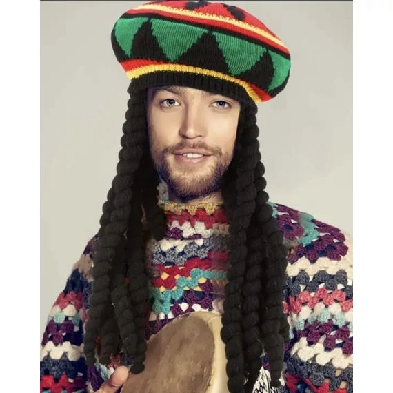 Raszta Sapka Hosszú Fonott Hajjal – Jamaica Party Jelmez Kiegészítő