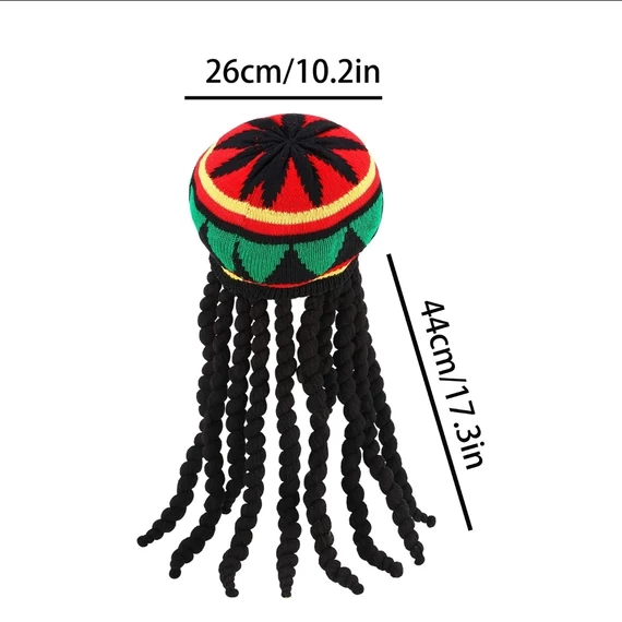 Raszta Sapka Hosszú Fonott Hajjal – Jamaica Party Jelmez Kiegészítő